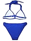 billiga Bikiniset-Dam Vanligt Badkläder Bikini 2 st Baddräkt Halterneck 2 st Öppen Rygg Sexig Ren färg V-slits Semester Mode Baddräkter