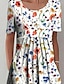 Χαμηλού Κόστους Casual Φορέματα-Γυναικεία Φόρεμα σε γραμμή Α Φόρεμα μέχρι το γόνατο Λευκό Κοντομάνικο Φλοράλ Σουρωτά Στάμπα Άνοιξη Καλοκαίρι Στρογγυλή Ψηλή Λαιμόκοψη Βασικό Καθημερινό 2022 Τ M L XL XXL 3XL