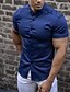 cheap Men&#039;s Casual Shirts-Men&#039;s Casual Shirt Solid Color Turndown Casual Daily Button-Down Short Sleeve Tops Lightweight Fashion Comfortable Big and Tall White Black Blue / Summer