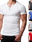 billiga Casual T-shirts för män-Herr T-shirt Henleytröja Slät Henley Gata Ledigt Kortärmad Button-Down Kläder Bomull Klassisk Ledigt Muskel Stor och hög