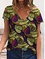 cheap Tees &amp; T Shirts-Women&#039;s Casual Holiday Weekend T shirt Tee Floral Geometric Painting Short Sleeve Floral Butterfly Geometric V Neck Print Ethnic Vintage Tops Green Blue Light Green S / 3D Print