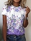 preiswerte T-Shirts für Damen-Damen T Shirt Schwarz Rosa Purpur Graphic Schmetterling Bedruckt Kurzarm Täglich Wochenende Basic Vintage Rundhalsausschnitt Standard Schmetterling Farbe S