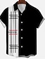 levne potisk bowlingových košil-Pánské Košile Bowlingová košile Košile na knoflíky Letní košile Černočervená Černá / šedá Černá Bílá Vodní modrá Krátký rukáv Proužky Přehnutý Venkovní ulice Tlačítko dolů Oblečení Módní 50. léta Na