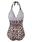 cheap One-piece swimsuits-Women&#039;s Swimwear One Piece Monokini Bathing Suits Normal Swimsuit Halter Tummy Control Open Back Printing Leopard Snake Skin Pattern Black Red Royal Blue Blue Brown V Wire Bathing Suits Sexy Vacation