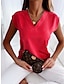 Недорогие Базовые плечевые изделия для женщин-Жен. Рубашка Блуза Безрукавка Camis Черный Белый Красный Полотняное плетение Пэчворк С короткими рукавами Повседневные На каждый день V-образный вырез Обычный S