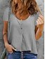 cheap Women&#039;s T-shirts-Women&#039;s Henley Shirt T shirt Plain Button Round Neck Basic Tops White Black Blue