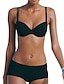 abordables Conjuntos de bikini-Mujer Normal Bañadores Bikini 2 piezas Traje de baño Frunce Espalda al Aire Color puro Con Tirantes Vacaciones Sensual Trajes de baño