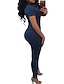 abordables Body Femme-Combinaison Femme Bouton Couleur unie Col de Chemise Vêtement de rue Plein Air du quotidien Standard Manche Courte Bleu S Printemps