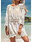 cheap Cover Ups-Women&#039;s Swimwear Cover Up Beach Dress Plus Size Swimsuit Pure Color Hole White Scoop Neck Bathing Suits Vacation Sexy New / Modern / Cute