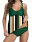 cheap Tankinis-Women&#039;s Swimwear Tankini 2 Piece Plus Size Swimsuit Striped Butterfly 2 Piece Open Back Printing for Big Busts Green Black Blue V Wire Padded Bathing Suits Stylish Casual New / Vacation / Spa / Leaf