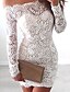 cheap Dresses-Women&#039;s Short Mini Dress Sheath Dress White Long Sleeve Lace Patchwork Solid Color Off Shoulder Fall Winter Party Hot Elegant Prom Dress 2022 S M L XL / Party Dress