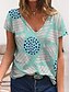 cheap Tees &amp; T Shirts-Women&#039;s Casual Holiday Weekend T shirt Tee Floral Geometric Painting Short Sleeve Floral Butterfly Geometric V Neck Print Ethnic Vintage Tops Green Blue Light Green S / 3D Print