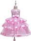 cheap Dresses-Kids Little Girls&#039; Dress Solid Colored Flower Tulle Dress Wedding Birthday Patchwork Bow Blue Pink Wine Midi Sleeveless Princess Cute Dresses Children&#039;s Day Fall Spring Slim 3-10 Years