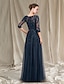 cheap Mother of the Bride Dresses-A-Line Mother of the Bride Dress Elegant Luxurious V Neck Floor Length Chiffon Lace Tulle Half Sleeve with Sequin Appliques 2024