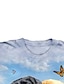 billiga flickas 3d t-shirts-Flickor 3D Djur Hund T-shirt Kortärmad 3D-tryck Sommar Vår Aktiv Mode söt stil Polyester Barn 3-12 år Utomhus Dagligen Normal