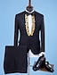 お買い得  タキシードスーツ-ブラック ホワイト レッド メンズ パーティー プロム スーツ 柄物 2 ピース テーラード フィット シングルブレスト 1 ボタン 2024