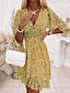Χαμηλού Κόστους Print Φορέματα-Γυναικεία Φόρεμα Boho Μίντι φόρεμα Κίτρινο Ρουμπίνι Θαλασσί Μισό μανίκι Φλοράλ Με Κορδόνια Καλοκαίρι Άνοιξη Λαιμόκοψη V Βασικό Πάρτι 2023 Τ M L XL 2XL XXXL