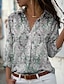 preiswerte Blusen und Hemden für Damen-Damen Hemd Bluse Graphic Taste Bedruckt Täglich Wochenende Strassenmode Brautkleider schlicht Langarm Hemdkragen Grün Frühling Herbst