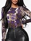 cheap Bodysuits-Women&#039;s Bodysuit Print Print Crew Neck Sexy Street Going out Regular Fit Long Sleeve Green Blue Purple S M L Spring