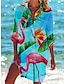 ieftine Bluze &amp; Cămăși Damă-Pentru femei Cămașă Bluză Albastru piscină Trifoi Animal Floral Buzunar Imprimeu Manșon Lung Concediu Șic Stradă Hawaiană Casual În V Lung Temă Florală S