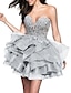 cheap Homecoming Dresses-A-Line Cocktail Dresses Minimalist Dress Homecoming Party Wear Short / Mini Sleeveless Strapless Satin with Appliques Tiered 2024