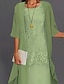 halpa design mekkosetit-naisten mekkosetti pitsimekko midi-mekko vaaleansininen vihreä harmaa puolihihainen kukkakirjailtu kerroksittainen tilkkutäkki kesä kevät syksy pyöreä pääntie tyylikäs chinoiserie 2023 m l xl xxl
