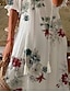 Χαμηλού Κόστους Casual Φορέματα-Γυναικεία Φόρεμα σε γραμμή Α Μίντι φόρεμα Λευκό Μισό μανίκι Φλοράλ Στάμπα Στάμπα Φθινόπωρο Άνοιξη Λαιμόκοψη V Καθημερινό 2022 Τ M L XL XXL 3XL / Βαμβάκι