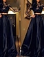 billiga Balklänningar-tvådelade balklänningar svart klänning balklänning festlig kväll sopa / borsttåg långärmad juvelhals onsdag addams familjesatäng med ren färg 2024