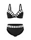 cheap Bikini Sets-Women&#039;s Swimwear Bikini Swimsuit High Waist Stripe Black Strap Padded Bathing Suits Sexy / Padded Bras