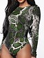 cheap Bodysuits-Women&#039;s Bodysuit Print Print Crew Neck Sexy Street Going out Regular Fit Long Sleeve Green Blue Purple S M L Spring