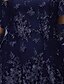 cheap Plus Size Party Dresses-Women&#039;s Plus Size Curve Wedding Guest Dress Lace Party Dress Crew Neck Print 3/4 Length Sleeve Mother Dress Spring Fall Dress Elegant Formal Midi Dress Party Cocktail Dress