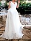 cheap Lace Wedding Dresses-A-Line Wedding Dresses V Neck Court Train Lace Sleeveless Beach Sexy with Solid Color 2022
