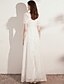 preiswerte Kleider für Hochzeitsgäste-A-Linie Abendkleider Minimalistisch Kleid kleid hochzeitsgast Boden-Länge Kurzarm U-Ausschnitt Tüll mit Knöpfe Pure Farbe 2023