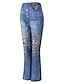 Недорогие Женские брюки-Жен. Джинсы Нормальная Искусственная джинсовая ткань Цветы 1 2 Мода Завышенная Полная длина Повседневные Наступила зима