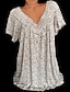 ieftine Bluze simple pentru femei-Pentru femei Mărime Plus Tricou Floral Zilnic Vacanță Ieșire Imprimeu Mâneci tip Dolman Negru Manșon scurt Șic Stradă În V Vară Primăvară