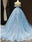 זול שמלות נשף-נשף שמלות נשף פרחוני שמלה חתונה בת מצווה שובל קורט שרוולים קצרים לב (סוויטהארט) תחרה עם קפלים אפליקציות 2024