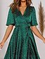 cheap Midi Dresses-Women&#039;s A Line Dress Midi Dress Green Short Sleeve Polka Dot Ruched Print Spring Summer V Neck Stylish Elegant Formal 2022 S M L XL XXL