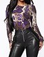 cheap Bodysuits-Women&#039;s Bodysuit Print Print Crew Neck Sexy Street Going out Regular Fit Long Sleeve Green Blue Purple S M L Spring