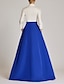 Χαμηλού Κόστους Βραδινά Φορέματα-βραδινό φόρεμα σε γραμμή φόρεμα για πάρτι χαριτωμένο επίσημο βραδινό φόρεμα μήκους δαπέδου μήκους 3/4 μανίκι πουκάμισο γιακάς φθινοπωρινό ταφτά καλεσμένων γάμου με φιόγκο(ες) μάτισμα 2024