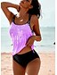 cheap Tankinis-Women&#039;s Swimwear Tankini 2 Piece Normal Swimsuit 2 Piece Modest Swimwear Striped Stars Black Pink Blue Purple Green Padded Strap Bathing Suits Sports Vacation Beach Wear