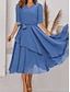 cheap Casual Dresses-Women&#039;s Midi Dress Blue Half Sleeve Pure Color Ruched Spring Summer V Neck Romantic Wedding 2022 S M L XL XXL 3XL