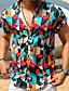 cheap Hawaiian Shirts-Men&#039;s Summer Hawaiian Shirt Shirt Lattice Turndown Street Casual Button-Down Print Tops Designer Casual Fashion Breathable Rainbow
