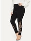cheap Pants &amp; Leggings-Women&#039;s Plus Size Pants Trousers Solid Color Floral Sporty Casual Daily Holiday Natural Full Length Winter Fall Black L XL XXL 3XL 4XL