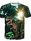 halpa poikien 3d t-paidat-Lapset Poikien T-paita Lyhythihainen Dinosaurus 3D-tulostus Eläin Painettu Harmaa vihreä Laivasto Musta harmaa Lapset Topit Kesä Aktiivinen Arki-asut Normaali 4-12 vuotta