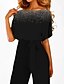 cheap Women&#039;s Jumpsuits-Women&#039;s Jumpsuit Sequin Gradient Crew Neck Elegant Daily Weekend Straight Regular Fit Half Sleeve Black S M L Spring