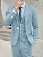 Χαμηλού Κόστους Κοστούμια-μαύρο / μπλε / μπορντό ανδρικό κοστούμι ζιζανίων 3 τεμαχίων μονόχρωμο μονόκλωνο με μονό στήθος