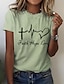 abordables Camisetas de mujer-Mujer Camiseta Algodón 100% Algodón Corazón Letra Estampado Casual Fin de semana Básico Manga Corta Escote Redondo Blanco