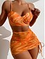 cheap Bikini Sets-Women&#039;s Swimwear Bikini Three Piece Normal Swimsuit Striped Orange Padded Strap Bathing Suits Sports Vacation Sexy