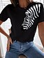 cheap Tees &amp; T Shirts-Women&#039;s T shirt Tee Zebra Casual Weekend Painting Short Sleeve T shirt Tee Round Neck Print Basic Essential Black S / 3D Print