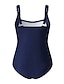 cheap One-Pieces-Women&#039;s Swimwear Normal One Piece Monokini Bathing Suits Swimsuit Solid Color Tummy Control Slim Black Wine Navy Blue Scoop Neck Padded Bathing Suits Vintage Sweet Sports / Strap / New / Padded Bras